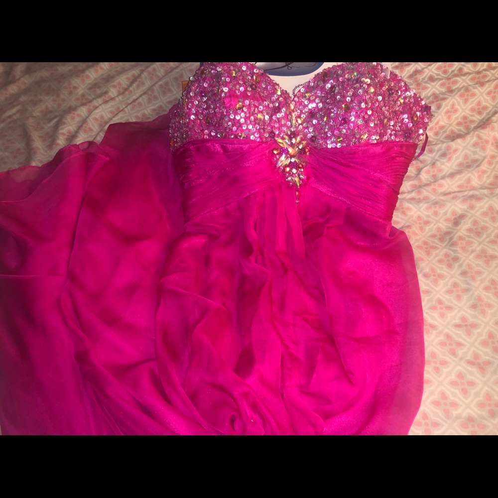 Long prom dress strapless, rhinestones